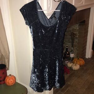 blue crushed velvet dress
